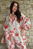 Daughter Of Ibiza Cabbage Rose Balloon Sleeve Shirt Scarlet 